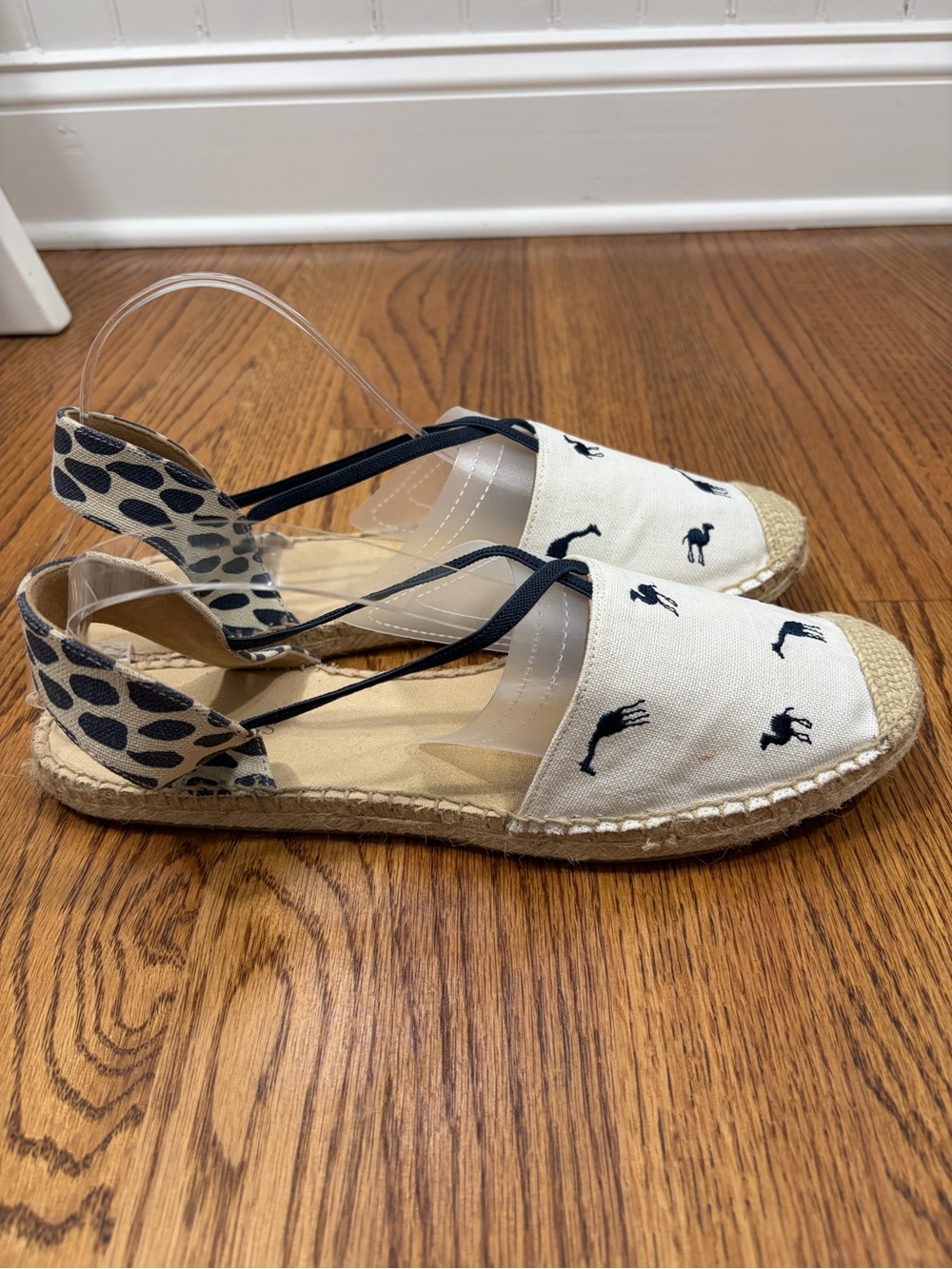 Talbots Ivy Espadrille Slingback Sandal Flats - Navy Embroidered Giraffes (11) - Picture 8 of 10